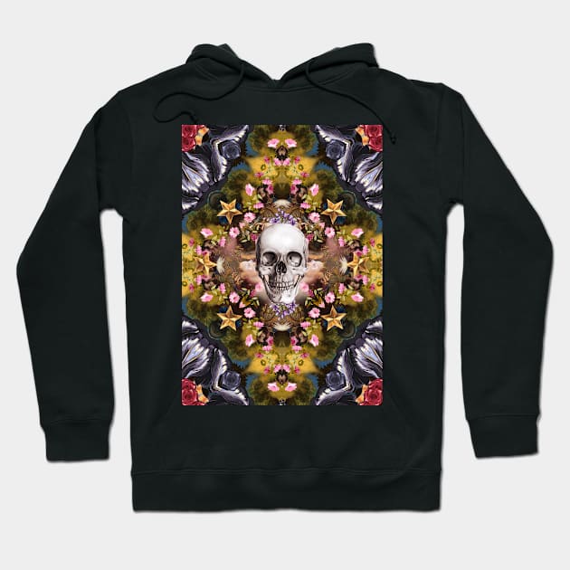 Floral abstract rennaisance collage with a skull Hoodie by mikath